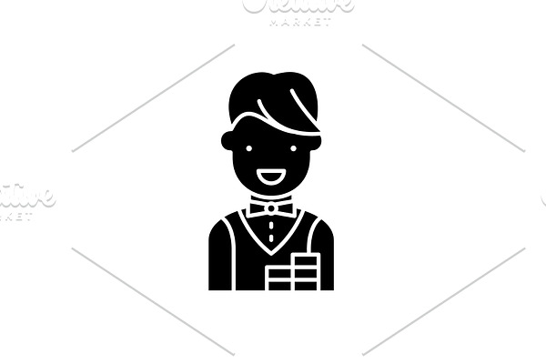Croupier black icon, vector sign on