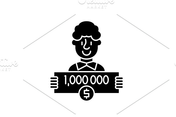 One million dollars black icon