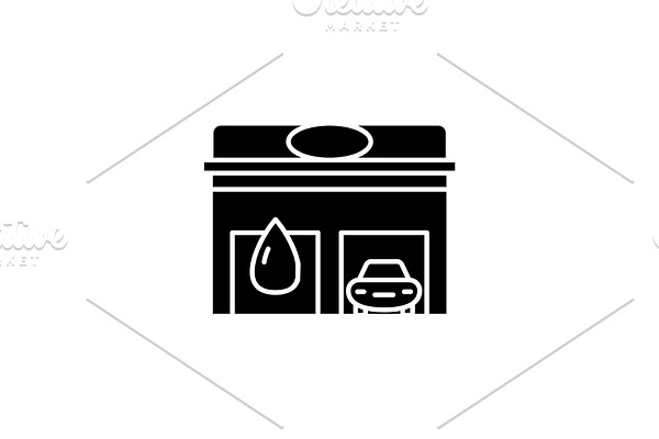 Auto service black icon, vector sign