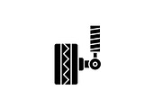 Tire fitting black icon, vector sign