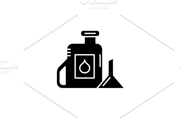 Machine oil black icon, vector sign