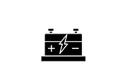 Car battery black icon, vector sign
