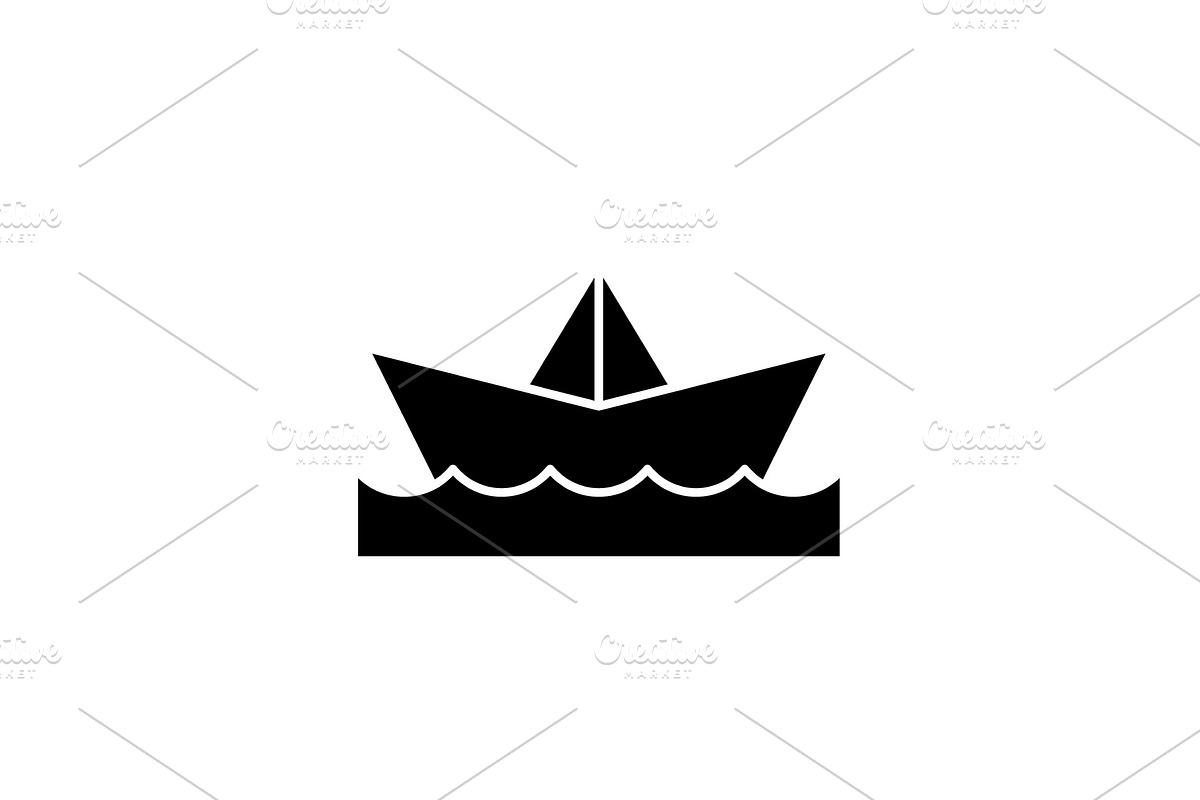 Paper boat black icon, vector sign in Illustrations - product preview 8