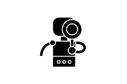 Search robot black icon, vector sign