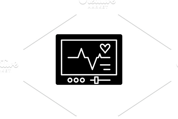 Pacemaker black icon, vector sign on