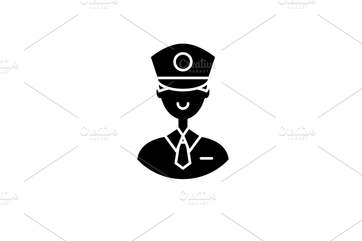 Policeman black icon, vector sign on in Illustrations - product preview 8