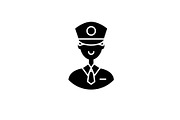 Policeman black icon, vector sign on