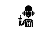 Teenager black icon, vector sign on