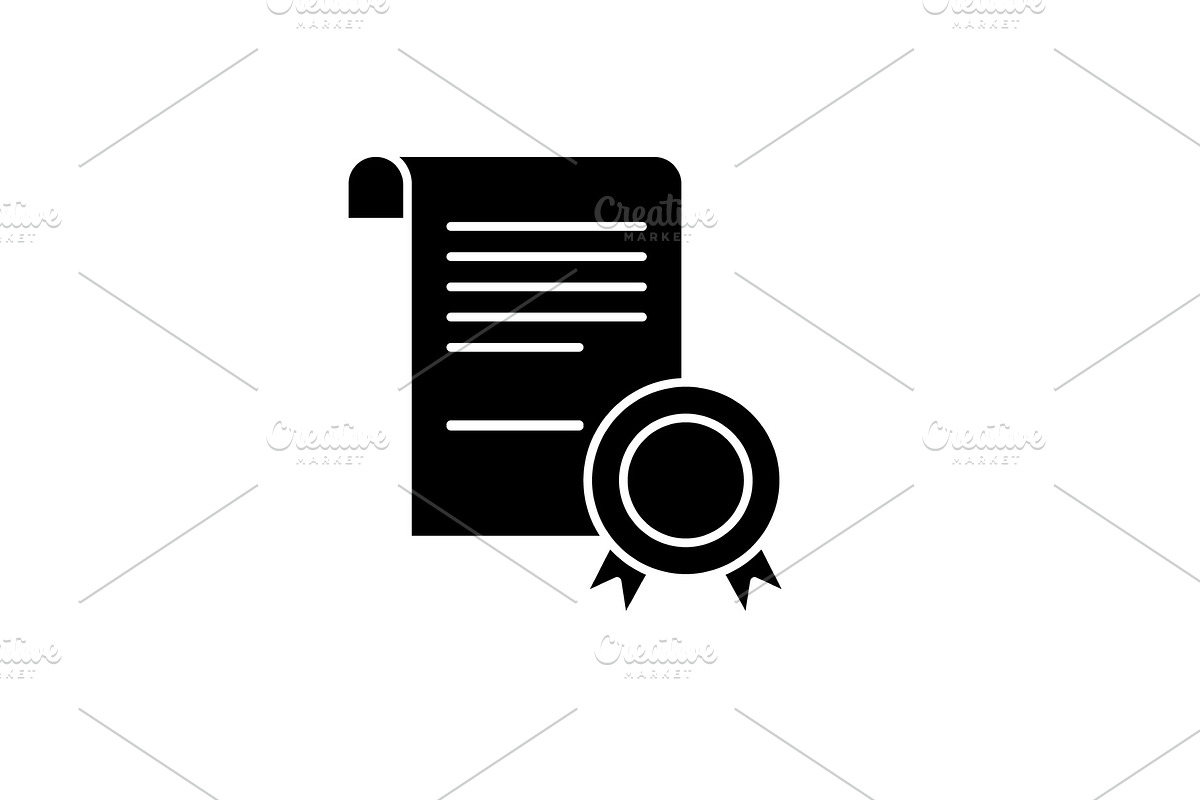 Business certificate black icon in Illustrations - product preview 8