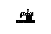 Sewing machine black icon, vector