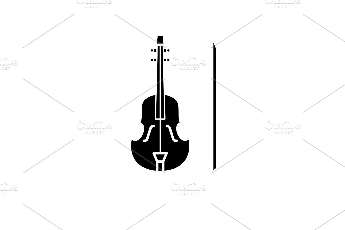 Violin black icon, vector sign on in Objects - product preview 8