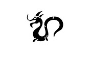 Chinese dragon black icon, vector