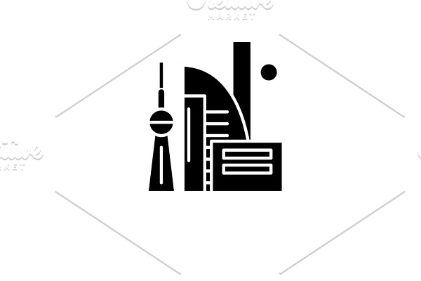 Chinese skyscrapers black icon