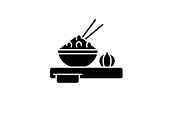 Asian food black icon, vector sign