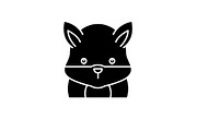 Funny hamster black icon, vector