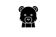 Funny bear black icon, vector sign