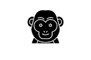 Funny monkey black icon, vector sign