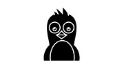 Cute penguin black icon, vector sign