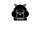 Funny beaver black icon, vector sign