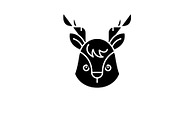 Funny moose black icon, vector sign