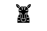 Funny zebra black icon, vector sign