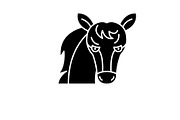 Funny horse black icon, vector sign