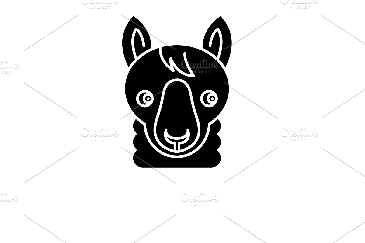 Funny llama black icon, vector sign in Illustrations - product preview 8