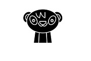 Cute panda black icon, vector sign