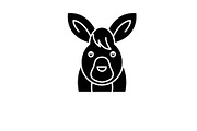 Funny hare black icon, vector sign