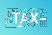 Tax word infographics concept