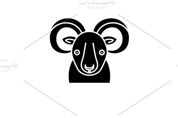 Funny ibex black icon, vector sign