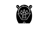 Funny rhino black icon, vector sign