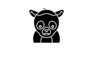 Funny lemur black icon, vector sign