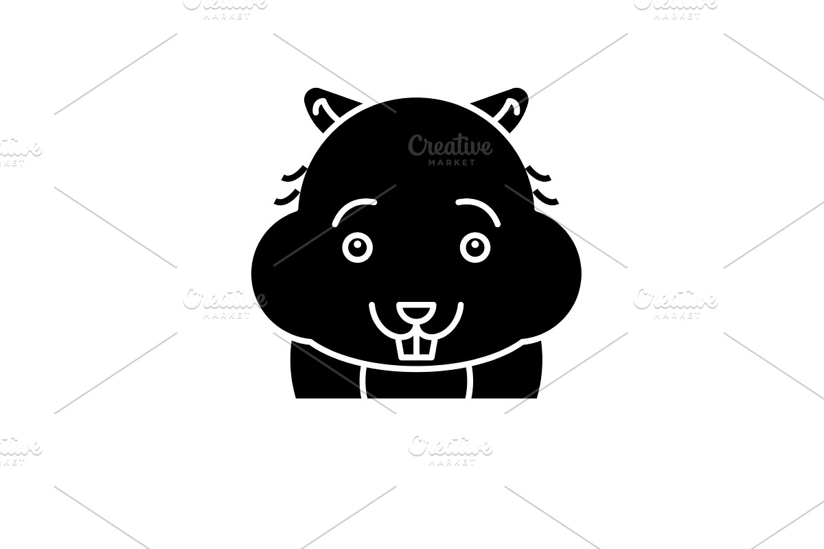 Cute hamster black icon, vector sign in Illustrations - product preview 8
