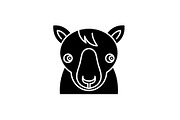 Cute horse black icon, vector sign