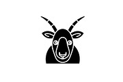 Funny goat black icon, vector sign