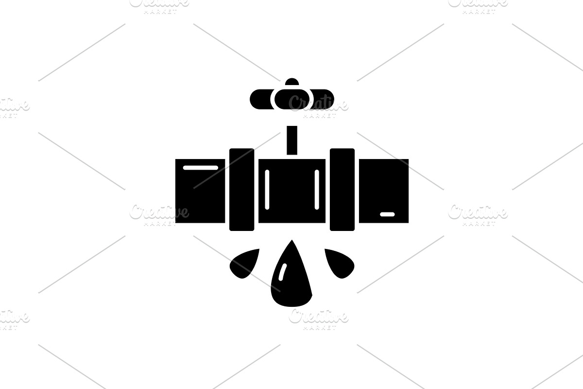 Water pipes black icon, vector sign in Illustrations - product preview 8