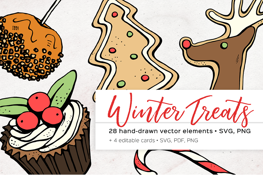 Winter treats vector illustrations