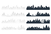 Modern cityscape silhouette set.