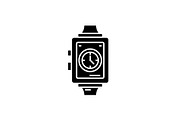 Wrist watch black icon, vector sign
