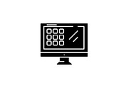 Modern monitor black icon, vector