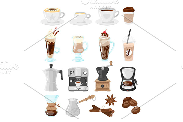 Coffee shop set of icons