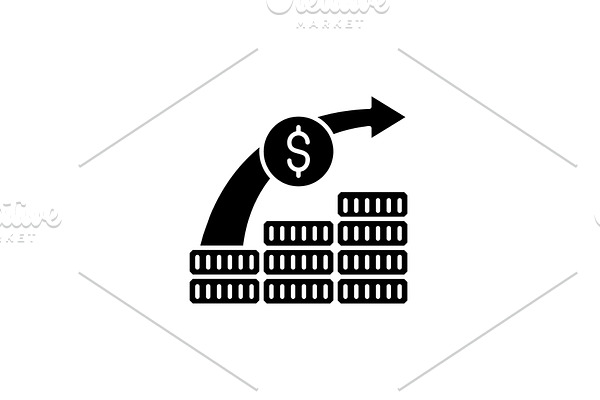 Investment system black icon, vector
