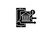 Online banking black icon, vector