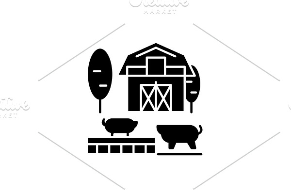 Livestock black icon, vector sign on