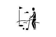 Golf player black icon, vector sign