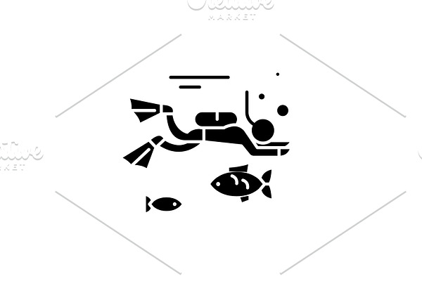 Diving black icon, vector sign on