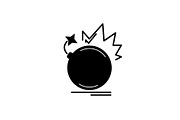 Bomb black icon, vector sign on