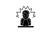 Anger black icon, vector sign on