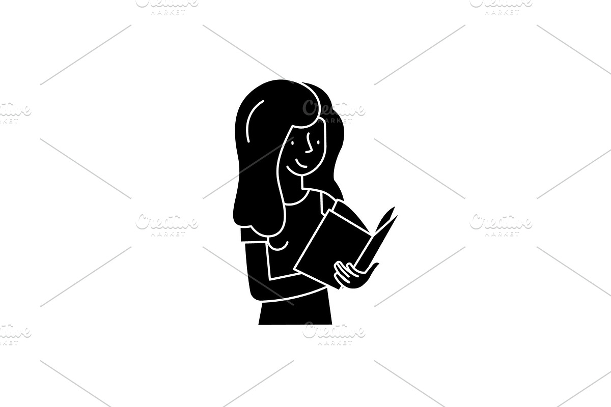 Book reading black icon, vector sign in Illustrations - product preview 8